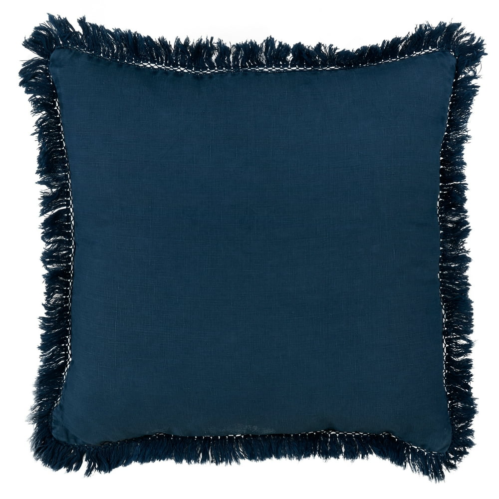 Stonewashed Chic Large Fringed Linen 20-Inch Down Filled Throw Pillow ...