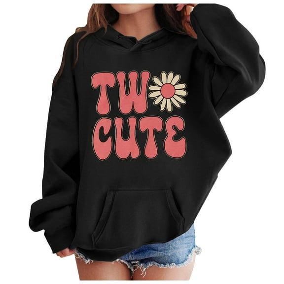 NIEWTR Girls Los Angeles Hoodies Letter Print Graphic Oversized Sweatshirt Long Sleeve Casual Loose Pullover Tops (7-8 Years,Black)