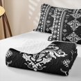 thumbnail image 4 of Erosebridal Hippie Damask Quilt King, Boho Aztec King Coverlet Set, Charcoal White 3pcs, 1 Bedspread and 2 Pillowcases, 4 of 7