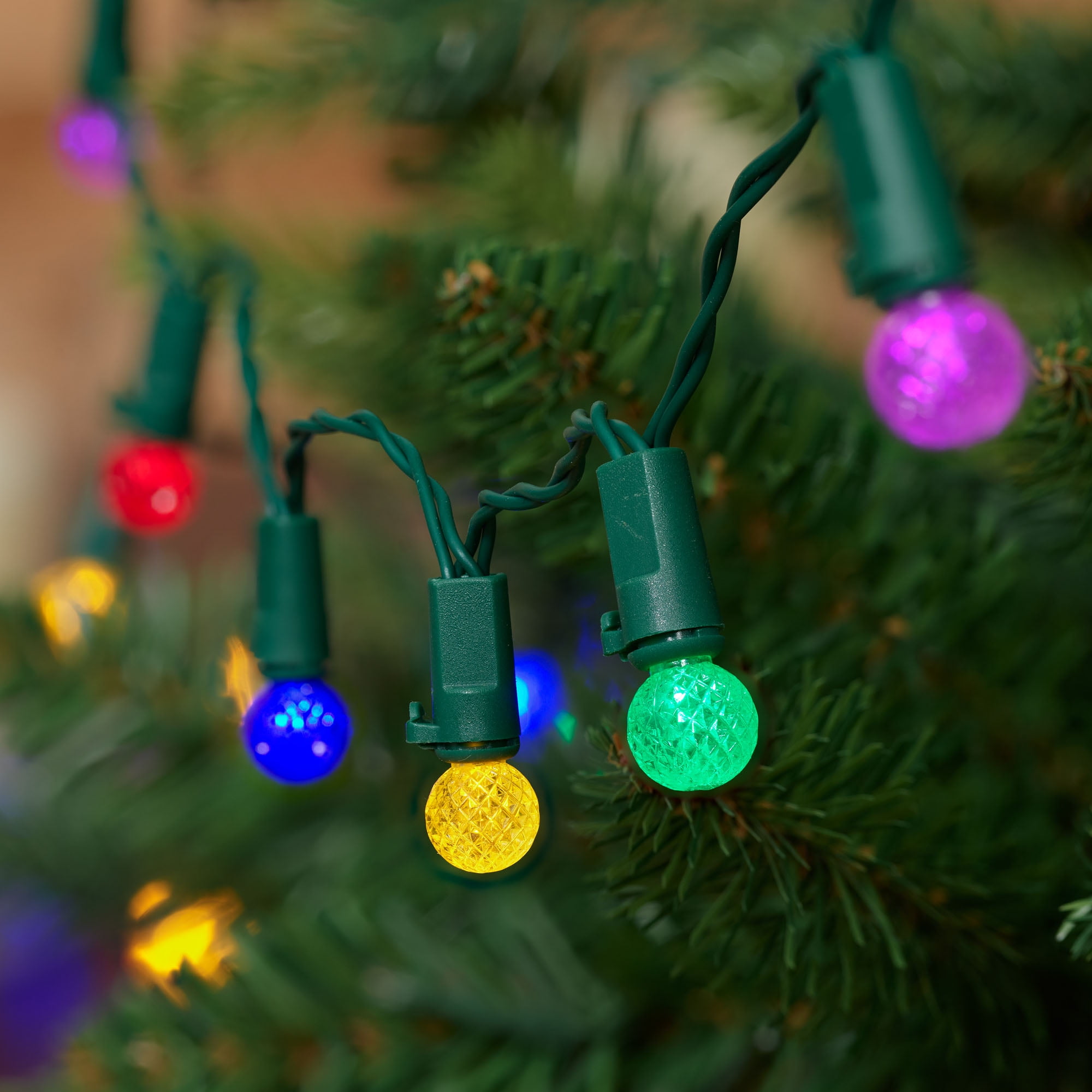 Indoor/Outdoor Battery-Operated 8-Function G12 Christmas String Lights, Multicolor, 12.5', by Holiday Time
