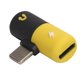 thumbnail image 1 of Adaptador dual 2 en 1, conector para auriculares, audio auxiliar y adaptador de cargador, divisor para puertos IOS, amarillo y negro, 1 of 8