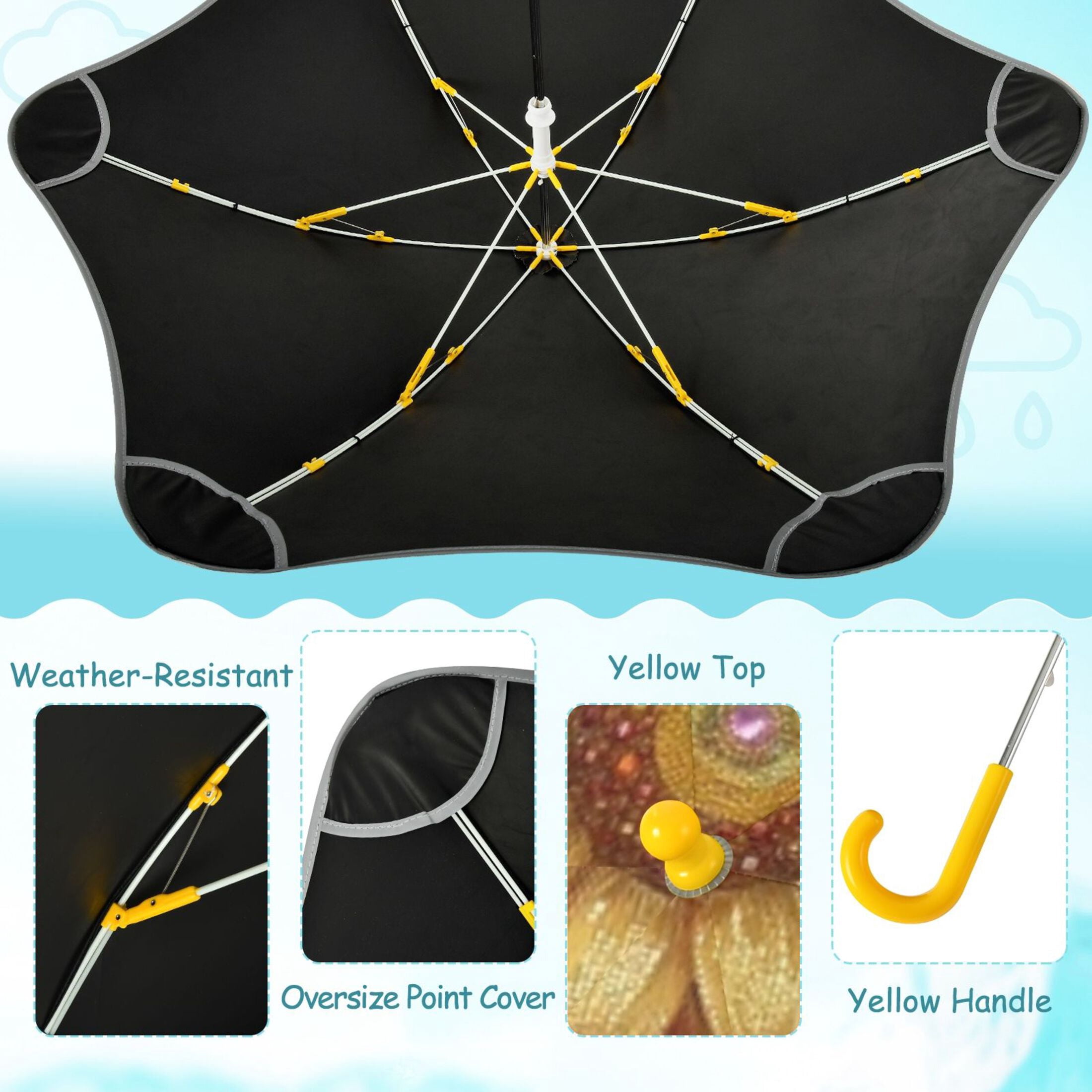 BZSMCE Folding Umbrellas Rain & UV Protection Windproof In Celestial Gilded Sunflower Pattern