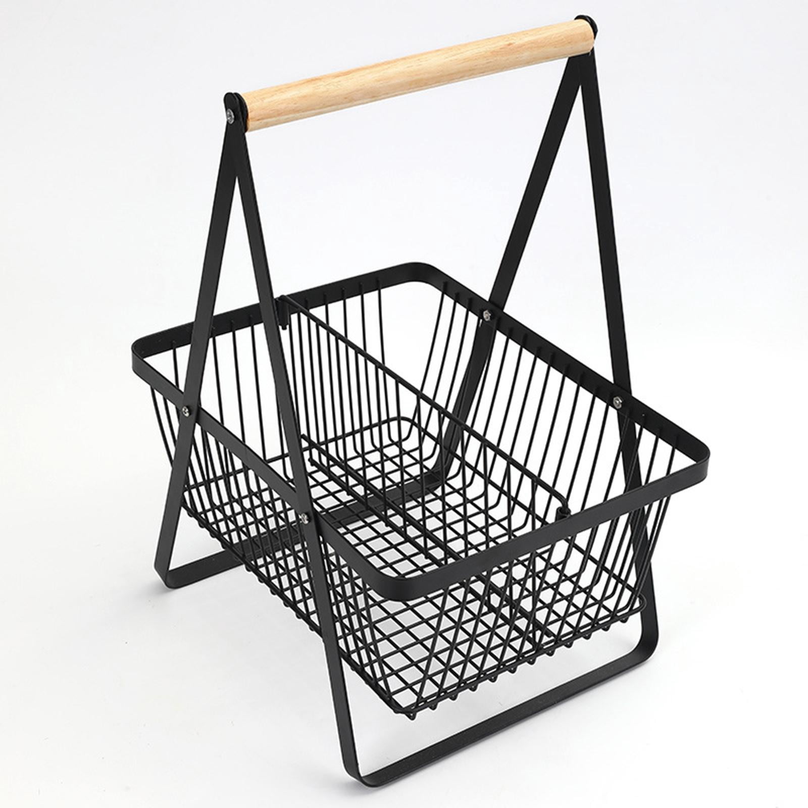 Fiocias Fruit Basket Large Capacity Tabletop Organizer Free Standing Detachable Divider Black
