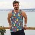 thumbnail image 6 of Logiee Cartoon Space Print Men's Workout Tank Top,Quick Dry Workout Tank Top,Gym Muscle Tee,Fitness Bodybuilding Sleeveless T Shirt-3X-Large, 6 of 7