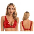thumbnail image 3 of Corsé de látex para mujer, Top para fiesta de baile en barra, aspecto húmedo, sujetador inalámbrico de charol, camisola, Top corto con tirantes anchos, 3 of 5