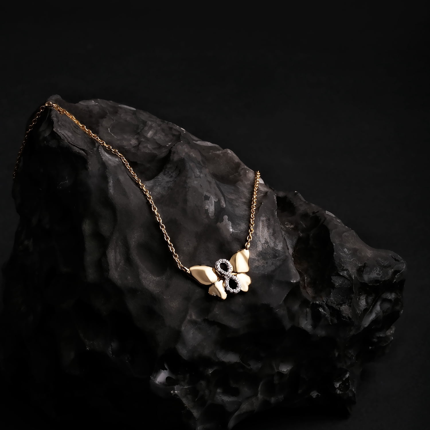 Cali Trove 1/20 Ct Diamond Butterfly Infinity Pendant Necklace | 14Kt Yellow Gold Vermeil Plating over 925 Sterling Silver | Necklace for Her