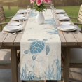 thumbnail image 5 of Blue Turtle Coastal Cotton Linen Table Runner for Dining Kitchen, Coral Summer Beach Nautical Ocean Beige Wedding Outdoor Party Tablerunners, Dresser Scarf Coffee Tablecloth Runners 13x120 Inches, 5 of 8