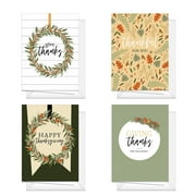Modern Farmhouse Thanksgiving Greeting Cards / 24 Rustic Autumn Note Cards / 4 Classic Illustrated Fall Designs / 4 5/8" x 6 1/4" Card Pack