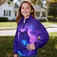 thumbnail image 3 of Uorisanigo Girls Oversized Sweatshirts Purple Galaxy Cat Half Zip Pullover Sweatshirt for Teen Girl Lightweight Long Sleeve Pullover Top Quarter Zipper Jackets for Teen Girl, 3 of 7
