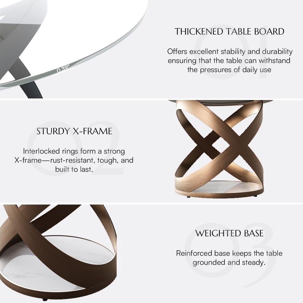 POVISON-Maxwell - Round Tempered Glass Dining Table