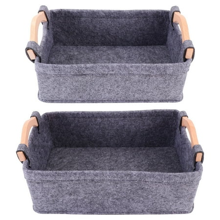 

HOMEMAXS 2pcs Home Felt Storage Basket Storage Pouch Sundries Books Storage Bag for Home Office Organize (Grey 1pc Size S 1pc Size M)