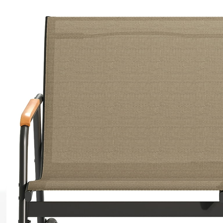 Uforic 3-Person Patio Glider Bench, Brown with Wood Armrests photo 4