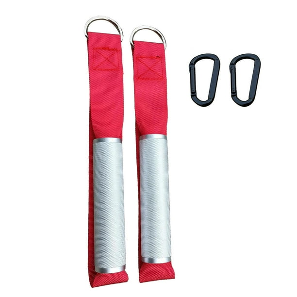 2 mangos para gimnasio, herramienta de entrenamiento, barra de remo LAT, ejercicio de resistencia, dispositivo de ejercicio Universal para entrenador , Rojo