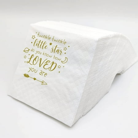 20pcs Baby Shower Cocktail Napkins, Twinkle Twinkle Little Star Gender Reveal Paper Napkins in Bulk for Baby Shower Welcome Birthday Party Decor , 5x5" (Twinkle Twinkle Little Star) 5"x5"
