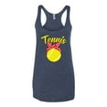 thumbnail image 2 of Wild Bobby, Tennis Mom Cute Bow Ribbon Tennis Ball, Mother's Day, Women Tri-Blend Racerback Tank Top, Vintage Navy, Small, 2 of 3