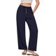thumbnail image 1 of Pantalones anchos de lino de cintura alta para mujer - Cordón con cremallera, bolsillos - Informal/viajes - Ajuste regulable, 1 of 4