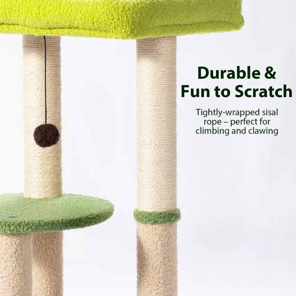 Fenbeli 32'' Cat Tree with Sisal Scratching Posts, Cat Tower for Indoor with Jump Platform, Cat Furniture Activity Center, Cyan