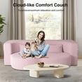 thumbnail image 4 of 78" FIRSCOOK Teddy Fabric Convertible Loveseat Sofa Bed, 2-Seat Floor Sleeper Sofa with Pillows, Boneless Couches for Home，No Assembly，Pink, 4 of 8