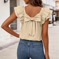 thumbnail image 4 of Levmjia Women's Sleeveless Tank Top Bow Back Ruffle Edge Casual Solid Color Summer Blouse Polyester Soft Comfortable Fashion T Shirt, 4 of 7