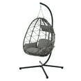 thumbnail image 6 of Morniray Wicker Egg Hanging Chair with Stand and Cushion, Gray, 6 of 11