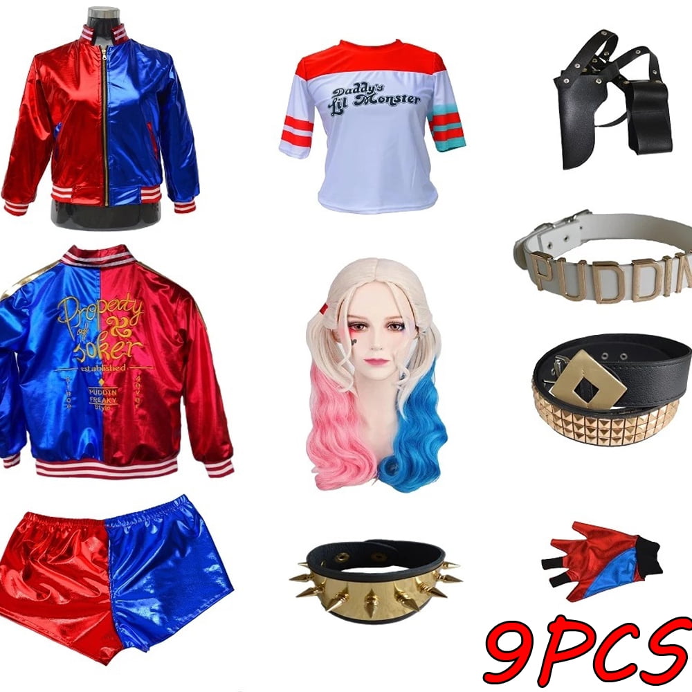 Kids Adult Harley Quinn Cosplay Costumes Girls Halloween Party Joker