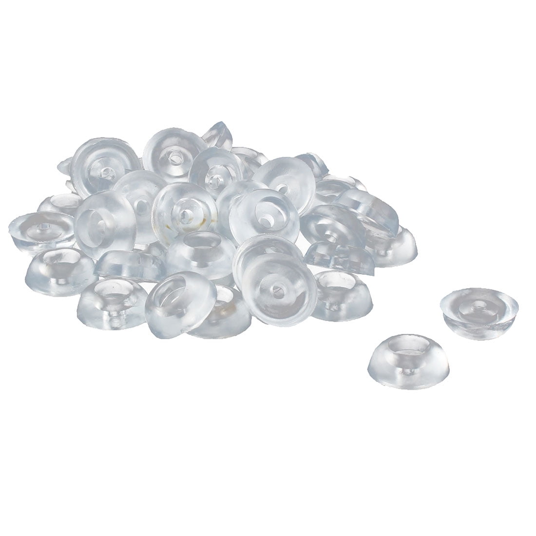 Unique Bargains 50 Pcs Antislip Silicone Round 16mm Dia Chair Foot Cover Table Furniture Leg Protector Clear