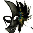thumbnail image 2 of Side Feather Black Half Mask- Mardi Gras, 2 of 3