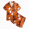 thumbnail image 3 of CAUYDY Halloween Pajamas Kids Girls Pajamas 2-Piece Pjs Set Kids Short Sleeved and Shorts Jammies Casual Wear Girls' Sleepwear Lounge Clothes Orange Sizes 8-9 Years, 3 of 7