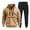 Khaki, variant on Walking Suits for Men Long Sleeve Set Causal Autumn Winter Hoodie Tracksuit Sweatsuit Set Hooded Athletic Tracksuit Regular Fit Jacquard Jogging Suit Set Track Suits,Black