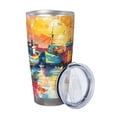 thumbnail image 2 of Fotbe Colorful Fishing Boats Pattern 20 oz Tumbler Stainless Steel Vacuum Insulated Coffee Ice Cup Double Wall Travel Flask Leak-proof Coffee Cup-Without Straw, 2 of 8