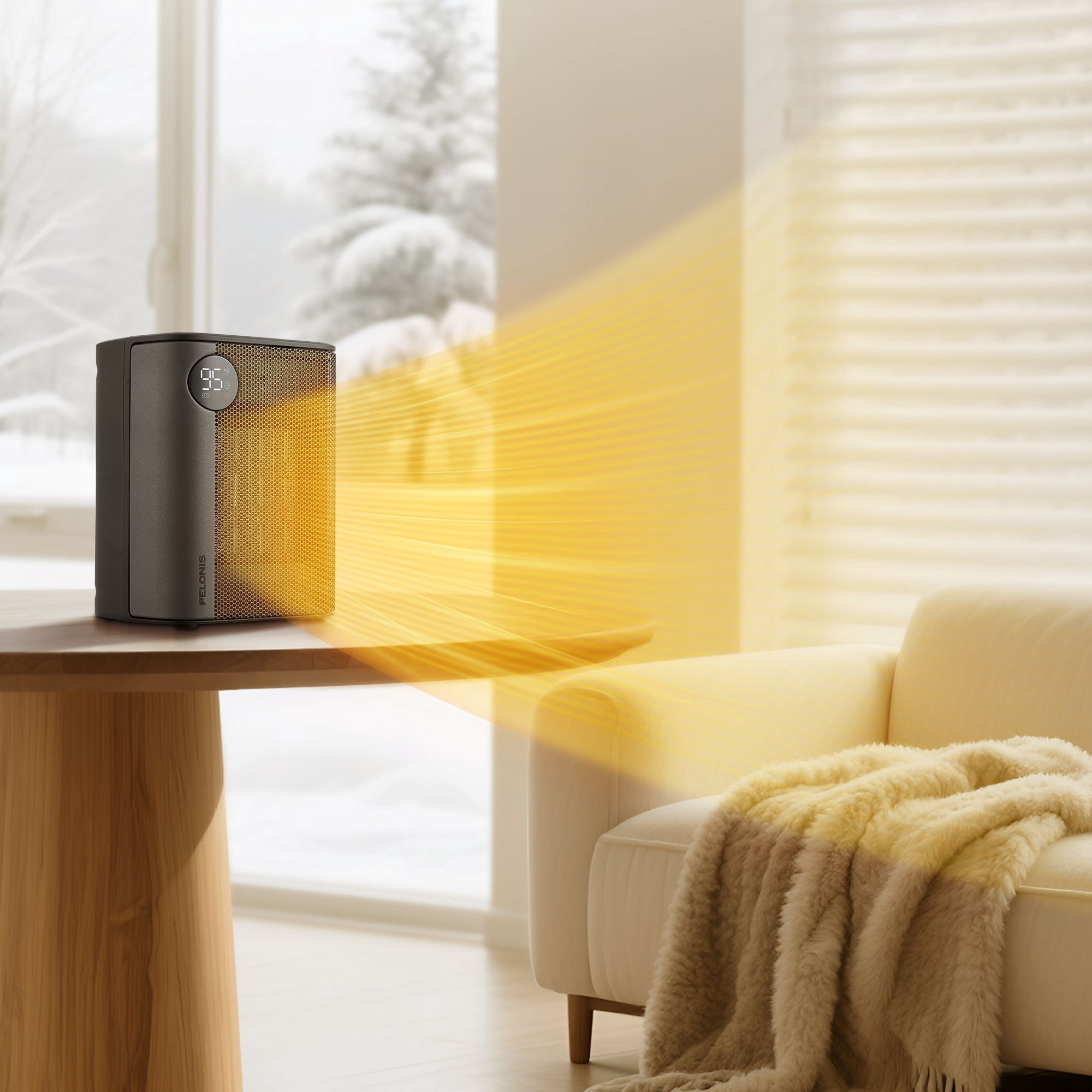 Pelonis Mechanical Desktop Ceramic Heater, PSH10CM1AB, New, Black