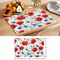 thumbnail image 6 of Red Poppy Floral Placemats Set of 6 Summer Wildflowers Blue Garden Place Mats Indoor Wipeable Table Mats Washable Cloth Dining Table Placemats for Kitchen Holiday Party Home Decor 13x19 Inch, 6 of 9