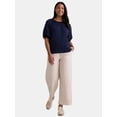 thumbnail image 2 of Time and Tru Women's Lace Trim Top with Puff Sleeves, Sizes XS-XXXL, 2 of 5