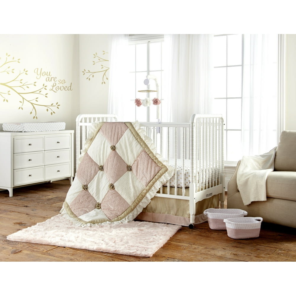 Levtex Baby Aurora Crib Bed Set Baby Nursery Set Blush, Cream and
