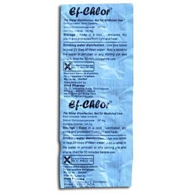 Ef chlor Portable water purification tablets (10 per pack,each tablet purifies 6,6