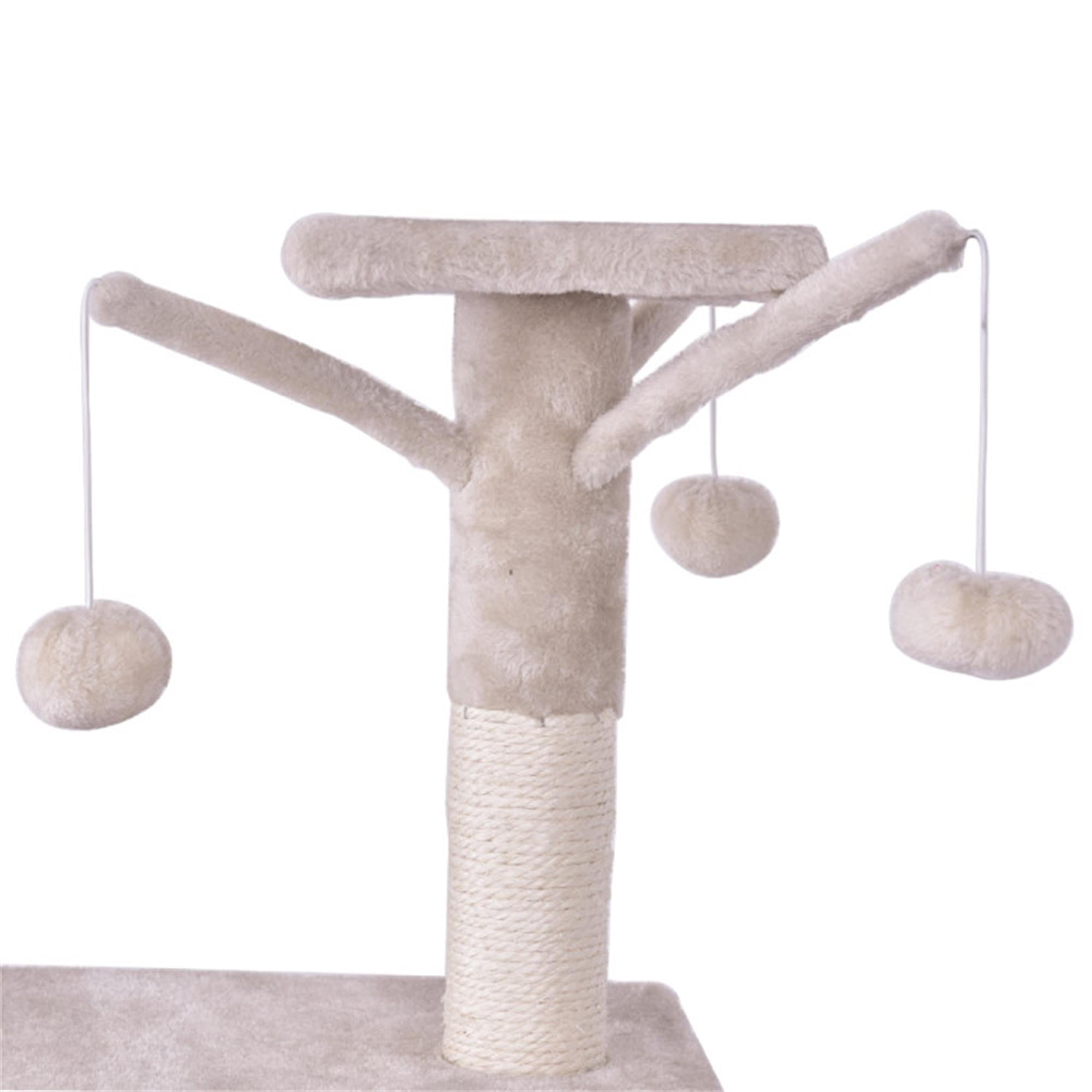 resenkos 56" Cat Tree House for Large Cats, Cat Condo Tower with Ladder Scratching Posts, Jump Platform Cat Play Tree, Beige