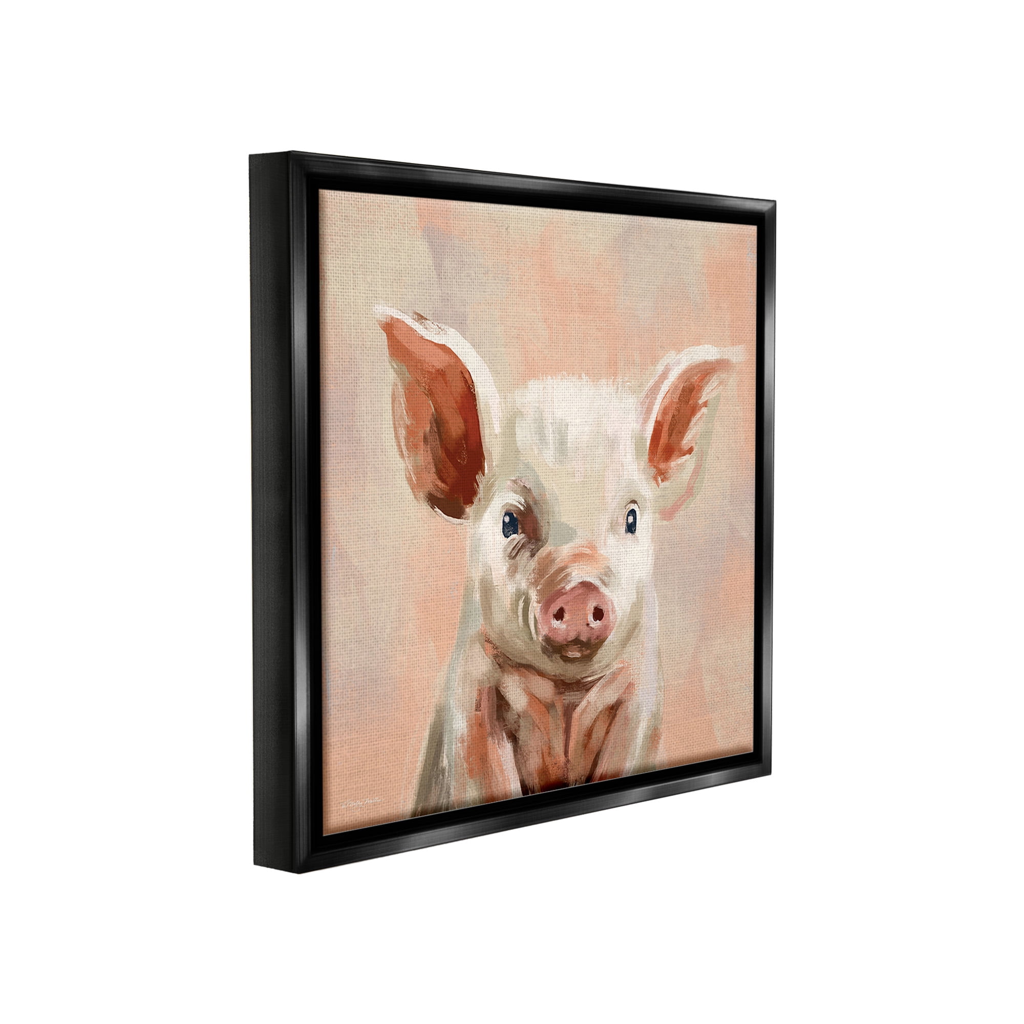 Stupell Industries Traditional Piglet Painting Animals & Insects Painting Black Floater Framed Canvas Art Print Wall Art, 25 x 25