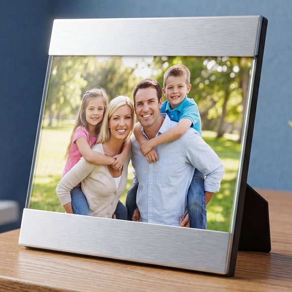 REGALWOVEN Metal Picture Frame, Premium Memorial Photo Frame with HD Glass Horizontal Silver 4" x 6"