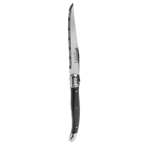 Laguiole 5392S057 9" Laguiole Black Serrated Steak Knife w/ Curved Plastic Handle, Stainless