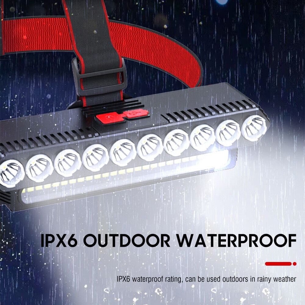 COB 10LED Headlamp Rechargeable Headlight Torch Work Light Bar Head Band Lamp US