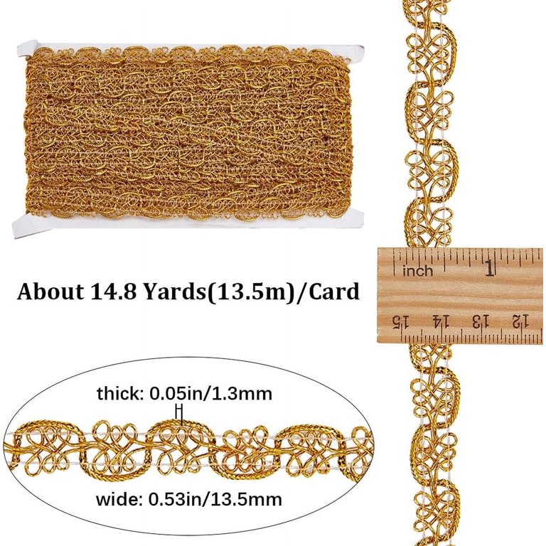Gold Beaded Lace Trim – 9.3Yd Glitter Sequined Fabric Ribbon For Sewing & Decor – 1.3 Inch Wide
