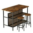 Bar Table Set for 2, HSUNNS Modern Stationary Kitchen Island Set with Seating, Counter Height