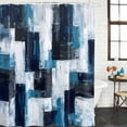 thumbnail image 3 of Shower Curtain Bathroom Set Abstract Graffiti Blue White Color Block Waterproof Fabric Shower Curtains with Grommets&Hooks, Retro Oil Painting Art Privacy Bath Curtain for Bathtub 36x72in, 3 of 9