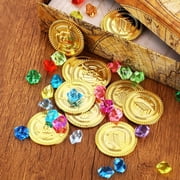 JUMRHFAN Pack of 320 Pirate Treasure, 160 pieces Gemstones for Children, 160 pieces Gold Coins Children, Pirate Theme Decoration Suitable for Children's Birthdays Party and Other