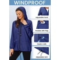 thumbnail image 3 of American Trends Plus Size Women Waterproof Rain Jacket with Hood Packable Lightweight Windproof Raincoat with Pockets Navy 4XL, 3 of 6
