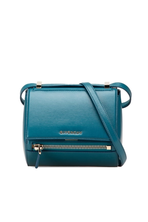 Pre-Owned Givenchy Box Mini Shoulder Bag Blue Leather Women's (Fair)