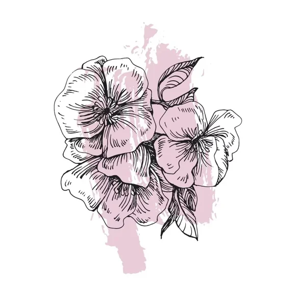 Minimalist Line Flower Art Sakura Blossoms Cherry Posters Canvas Painting and Prints Wall Art Picture for Living Room Home Decor50 x 70 cm, unframed,SKU-04