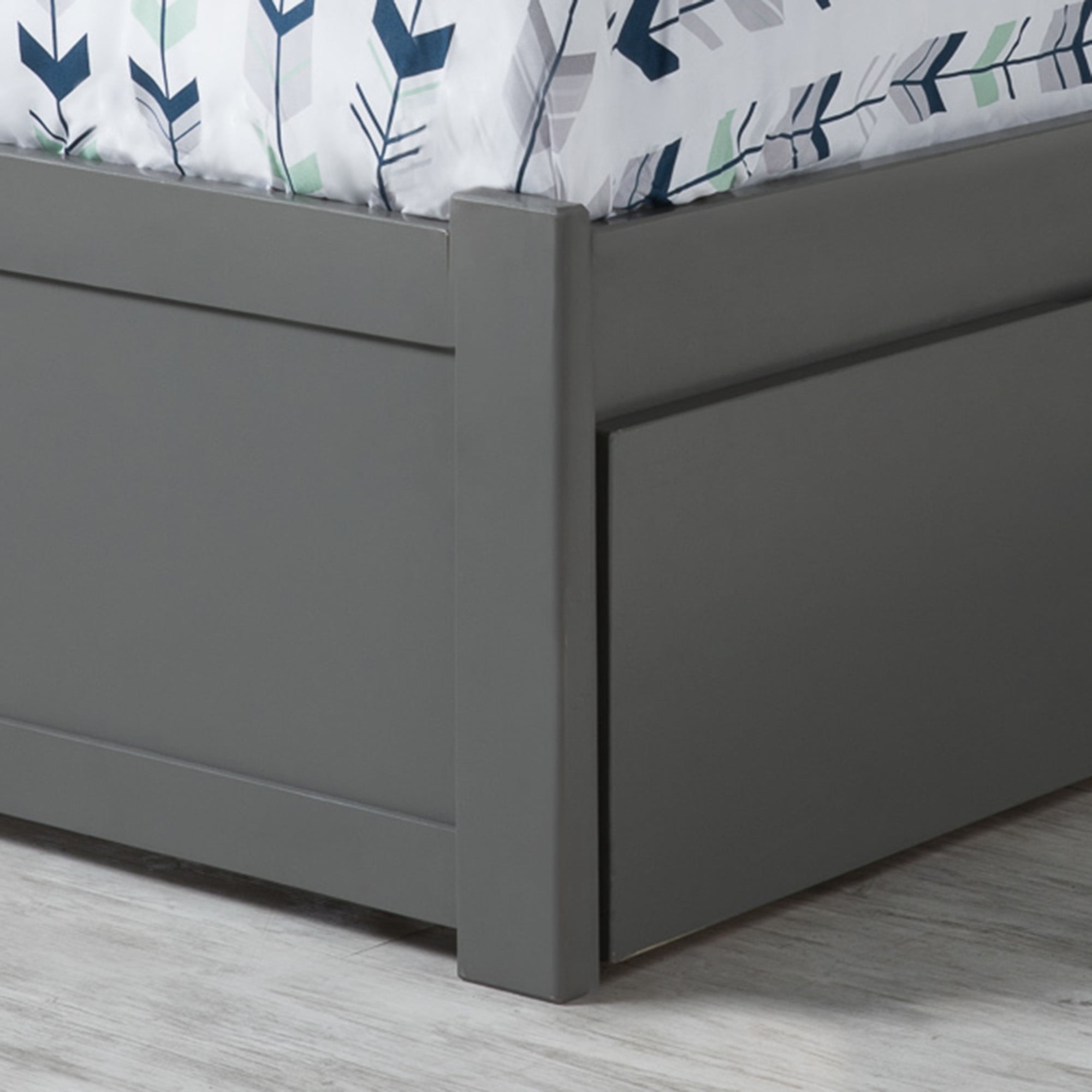 AFI Newport Full Solid Wood Platform Bed with Footboard & 2 Storage Drawers, Grey