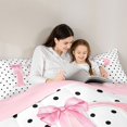 thumbnail image 4 of Manfei Pink Bowtie Letter P Full Size Comforter Sets,Polka Dot ABC Themed Bedding Comforter Set,Pink Reversible,3 Pieces,1 Comforter and 2 Pillowcases, 4 of 7
