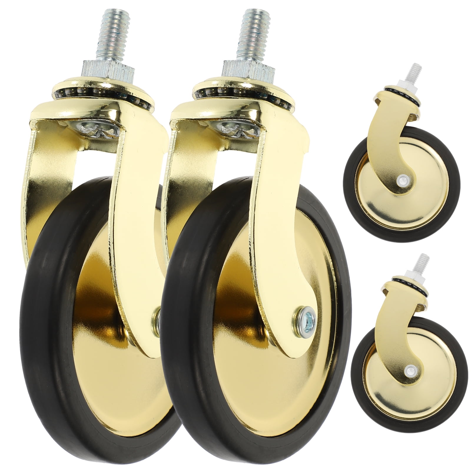 UKCOCO 4Pcs Golden Universal Caster Wheels for Furniture Wear Resistant Smooth Rolling Cart Chair Casters